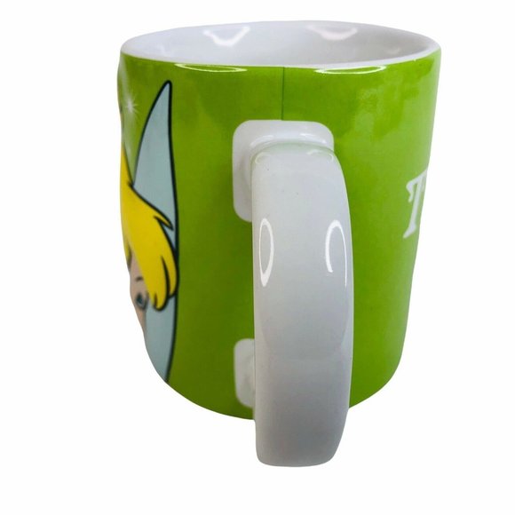 Disney Tinker Bell 3D Coffee Mug Lime Green Fairy Spell Out Ceramic Raised Cup - Picture 4 of 7